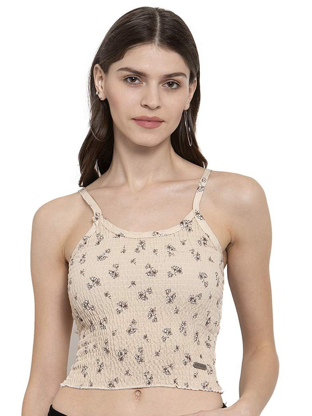 

Global Republic Women Floral Printed Shoulder Straps Top, Nude