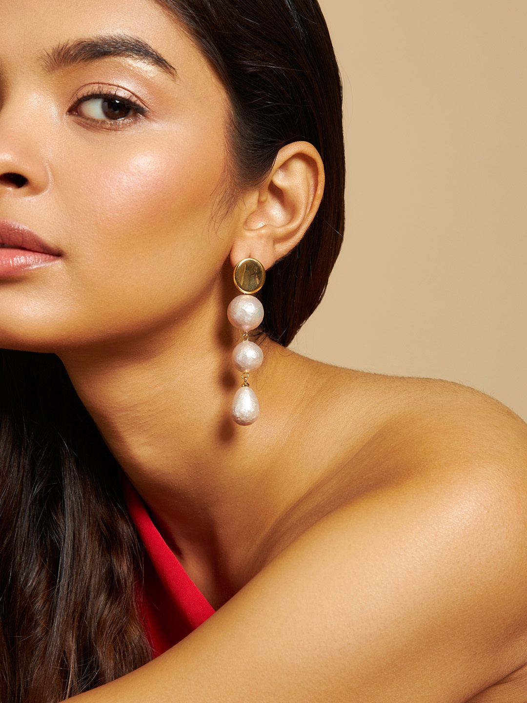 

Kushal's Fashion Jewellery Gold-Plated Contemporary Drop Earrings, Pink