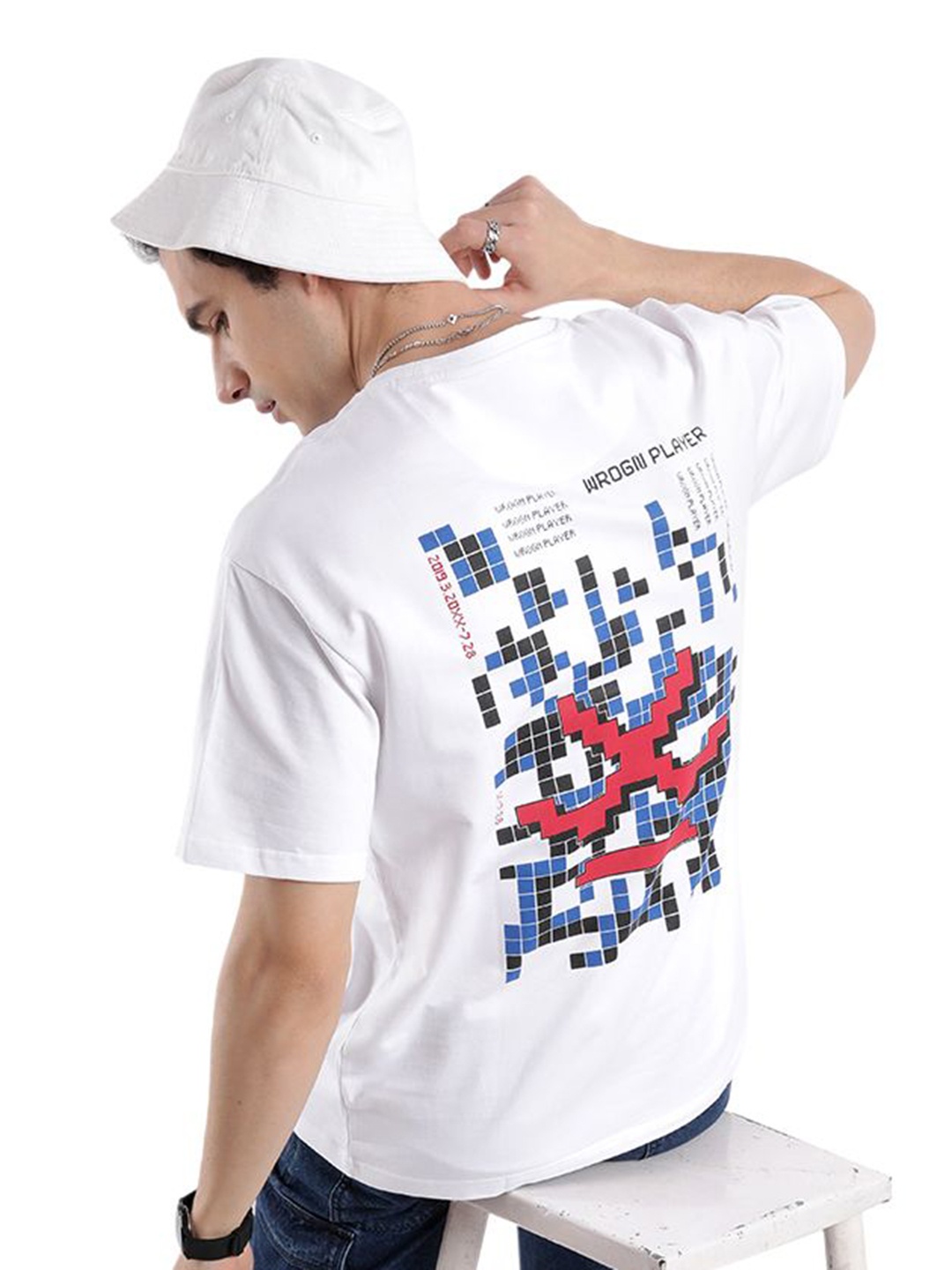 

WROGN Men V-Neck Pure Cotton T-shirt, White