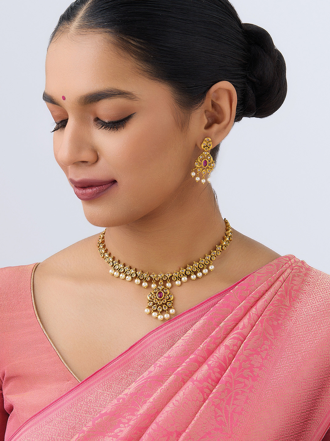 

Kushal's Fashion Jewellery Gold-Plated Antique Jewellery Set