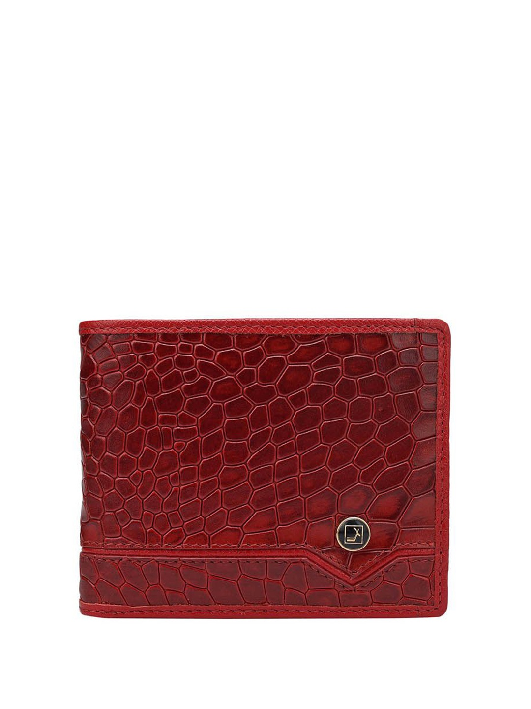 

Da Milano Men Textured Leather Two Fold Wallet, Red