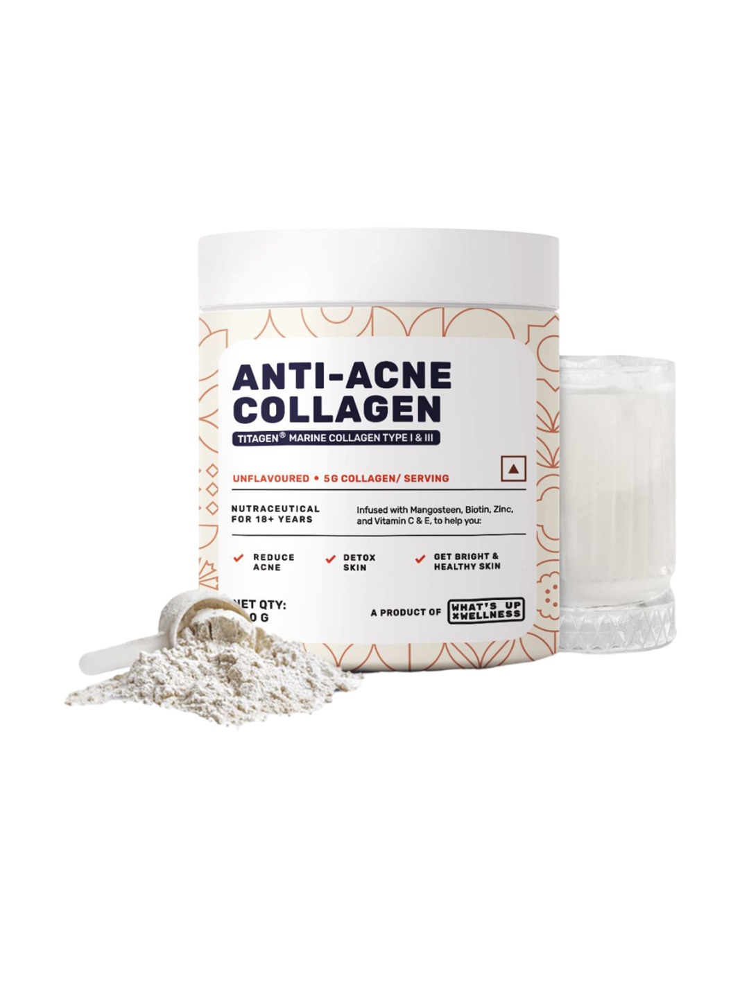 

What's Up Wellness Anti-Acne Collagen Powder - Unflavoured - 200g, White