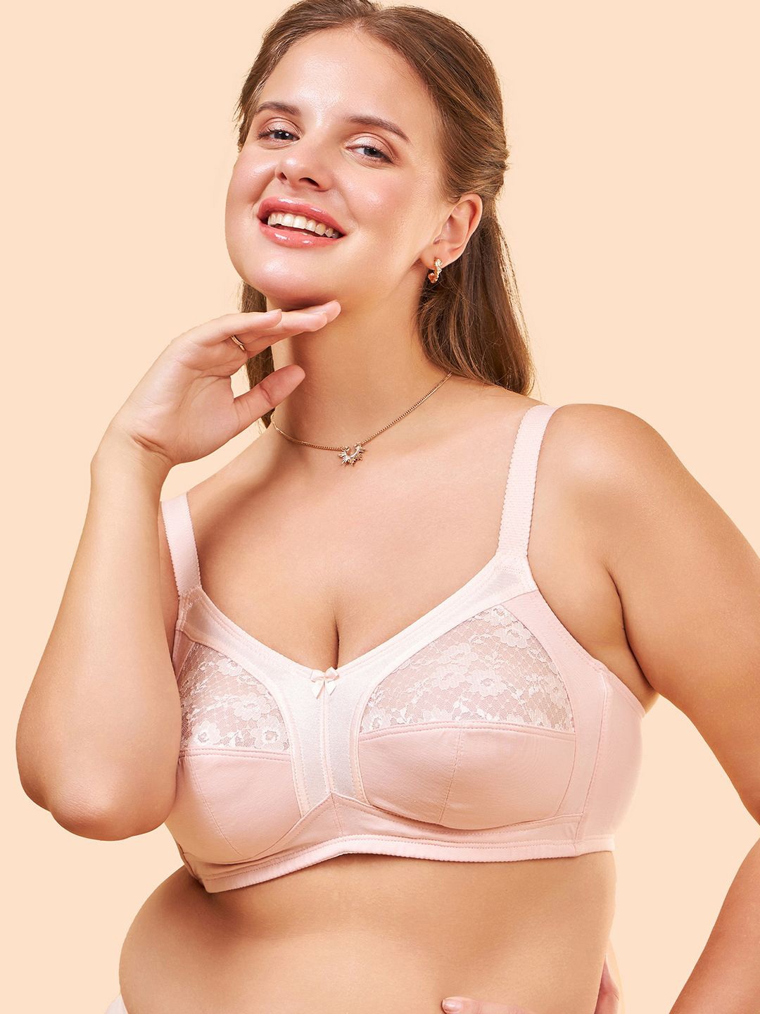 

Enamor Non Padded Wirefree Full Coverage Super Contouring M-Frame Full Support Bra A014, Pink