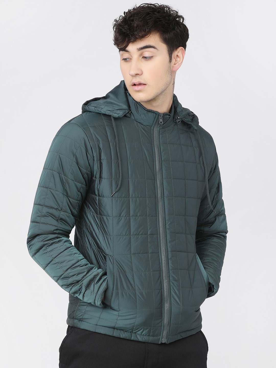 

HIGHLANDER Men Checked Padded Jacket, Green