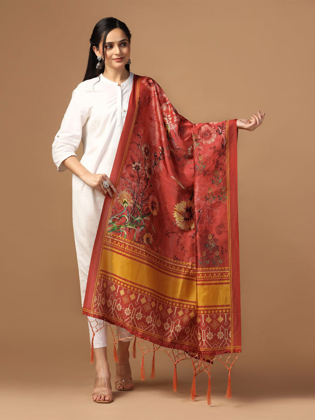 

Kaizen TEXO FAB Ethnic Motifs Printed Silk Dupatta, Magenta