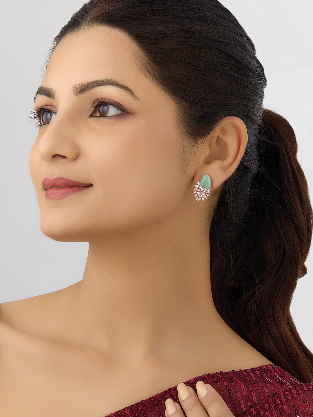 

Kushal's Fashion Jewellery Rose Gold-Plated Cubic Zirconia Classic Stud Earrings