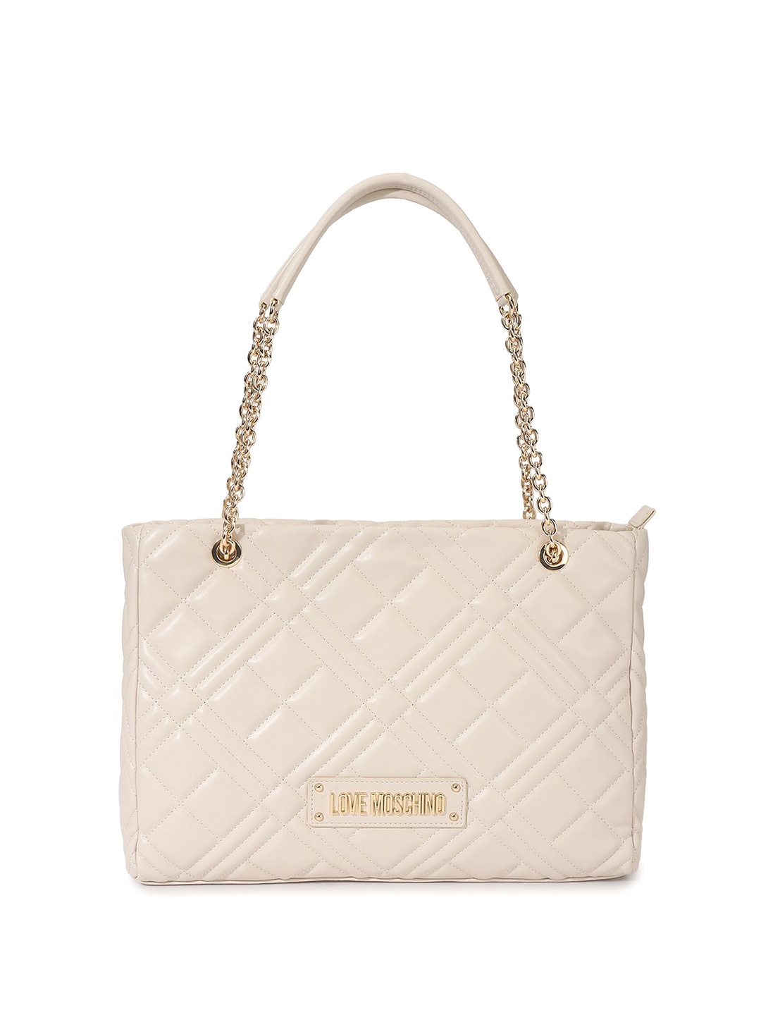 

LOVE MOSCHINO Textured PU Structured Shoulder Bag with Quilted, Na