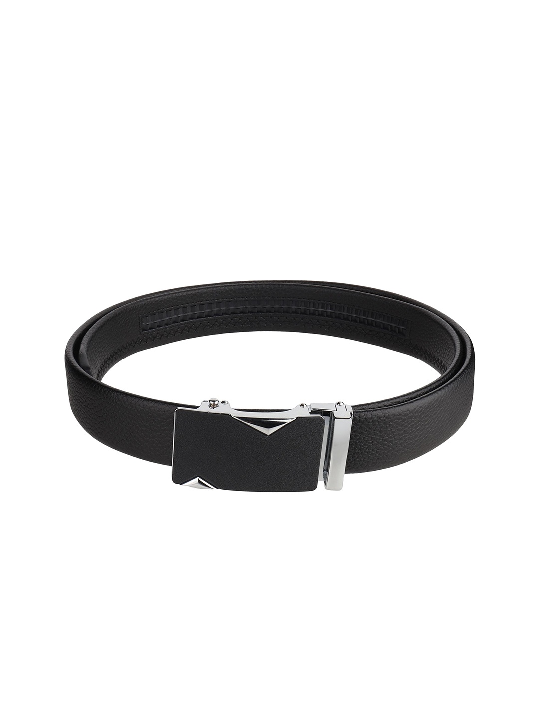 

WINSOME DEAL Men Textured Slider Buckle Closure Formal Belt, Black