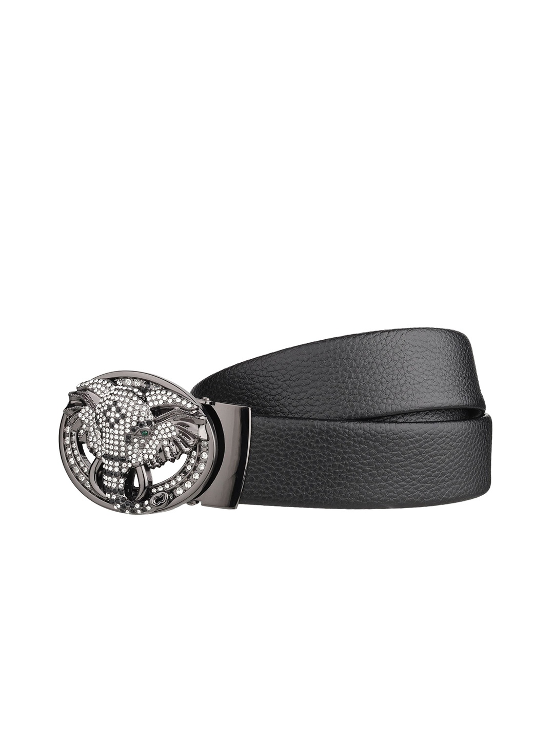 

WINSOME DEAL Men Textured Slider Buckle Closure Casual Belt, Black