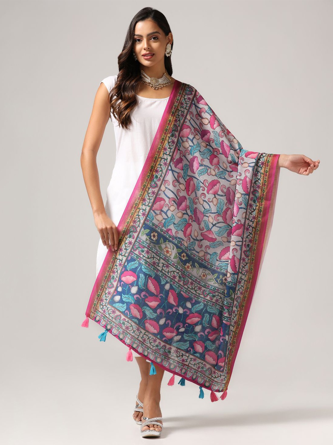 

Kaizen TEXO FAB Ethnic Motifs Digital Printed Dupatta, Pink