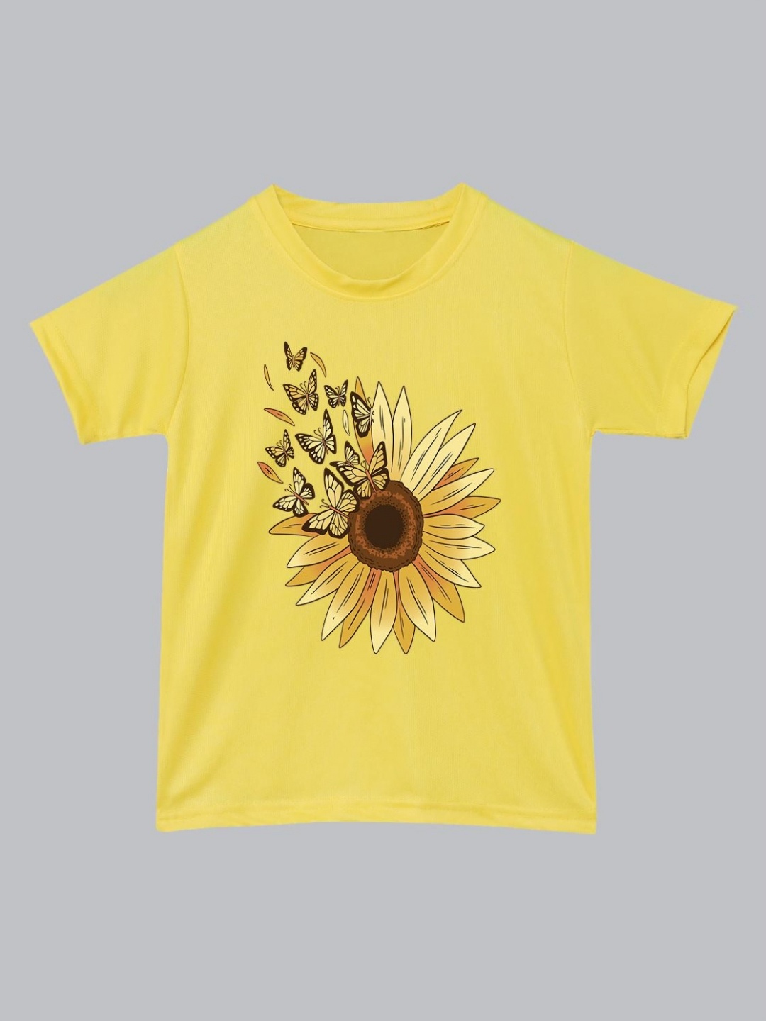 

BAESD Unisex Kids Floral Printed Round Neck T-Shirt, Yellow