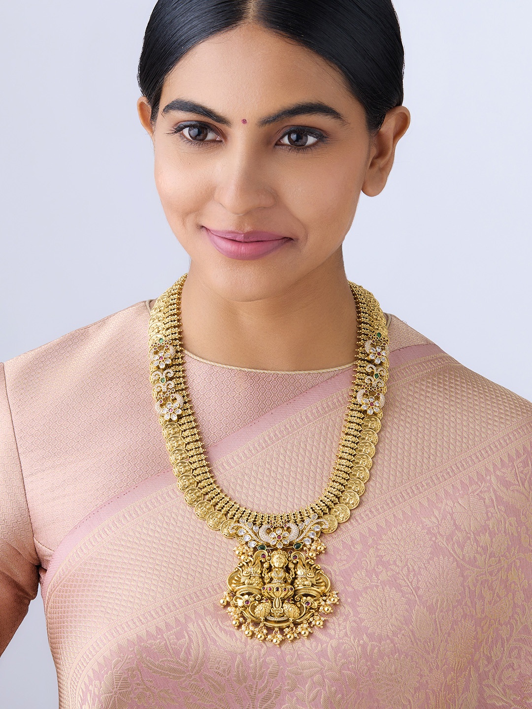

Kushal's Fashion Jewellery Gold Plated 92.5 Pure Silver Temple Necklace