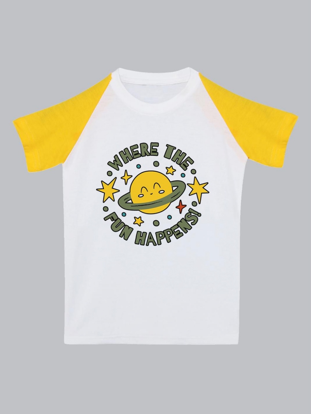 

BAESD Unisex Kids Graphic Printed Round Neck Cotton T-Shirt, White