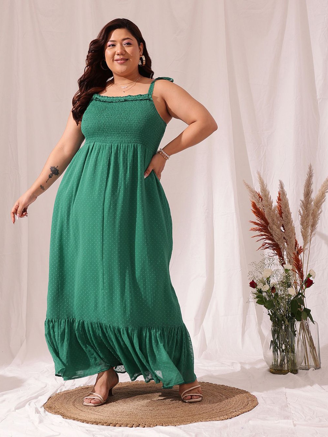 

CURVY STREET Plus Size Chiffon Maxi Dress, Green