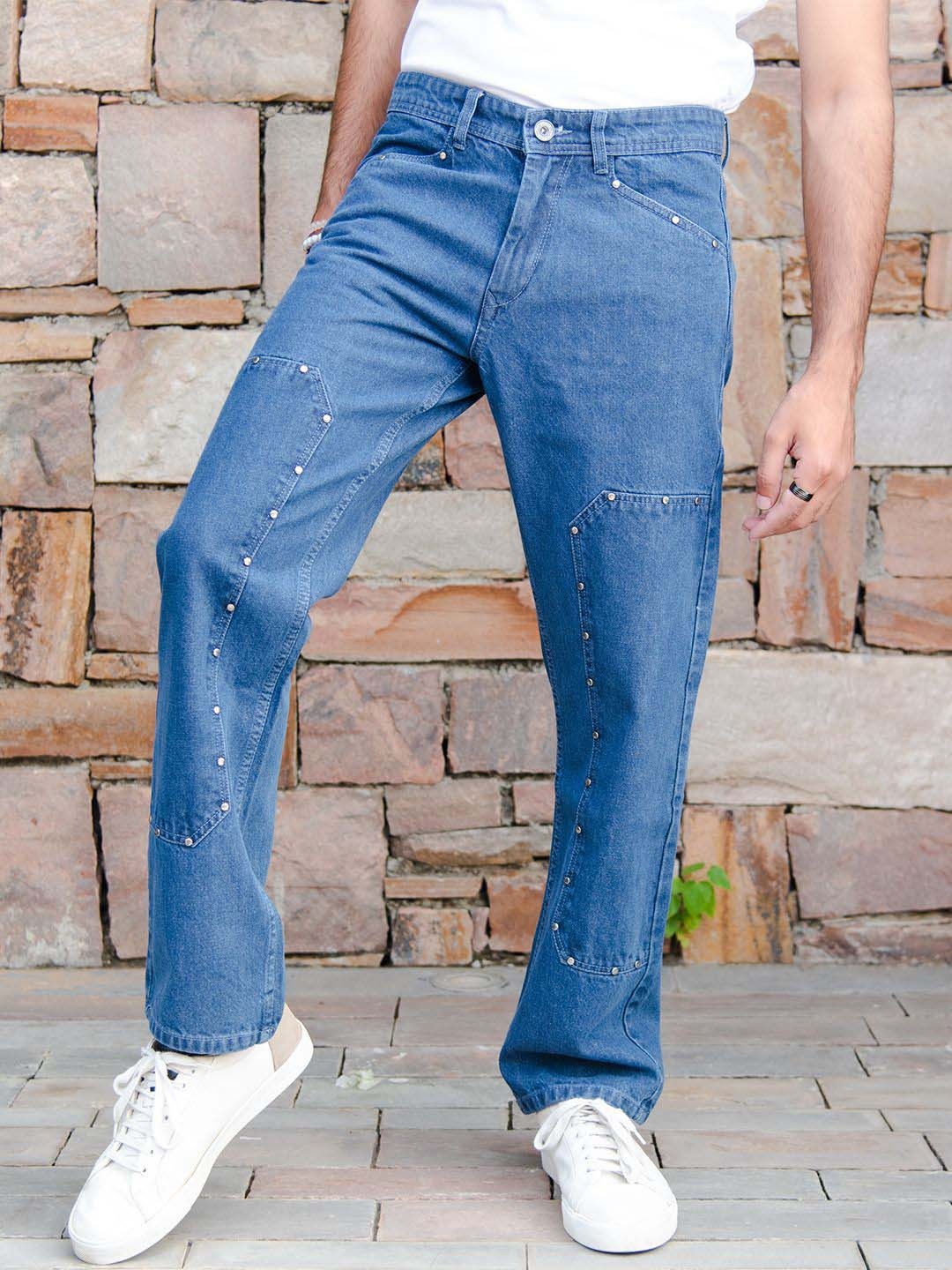 

Tistabene Men Original Straight Fit Highly Distressed Heavy Fade Stretchable Jeans, Blue