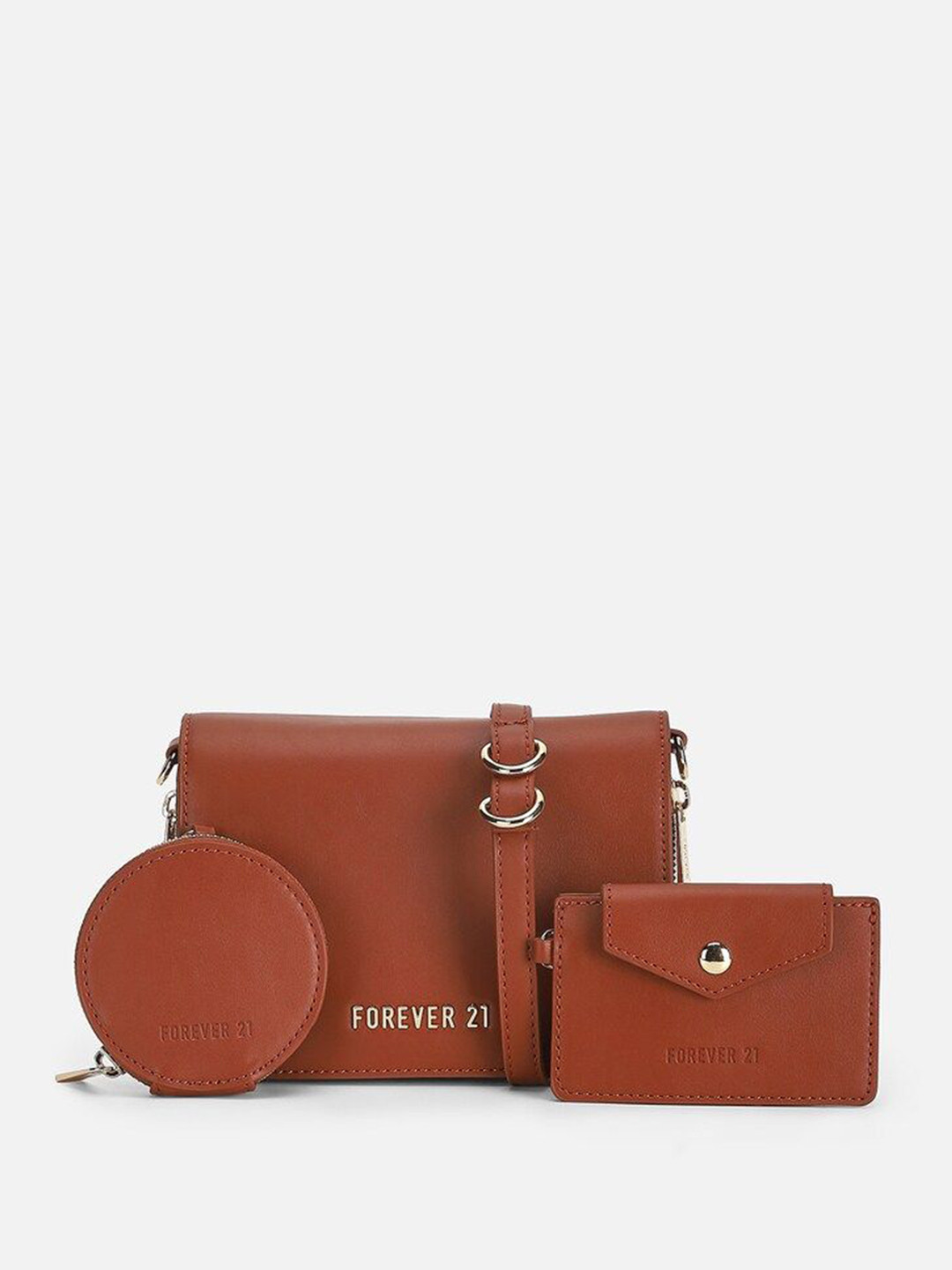 

FOREVER 21 PU Structured Handheld Bag with Fringed, Brown