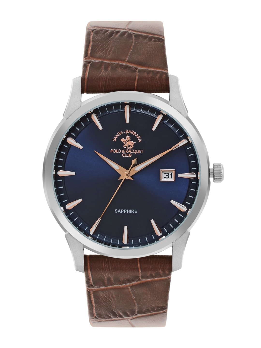 

SANTA BARBARA POLO & RACQUET CLUB Men Dial & Leather Textured Straps Analogue Watch SB.1.10513-4, Brown