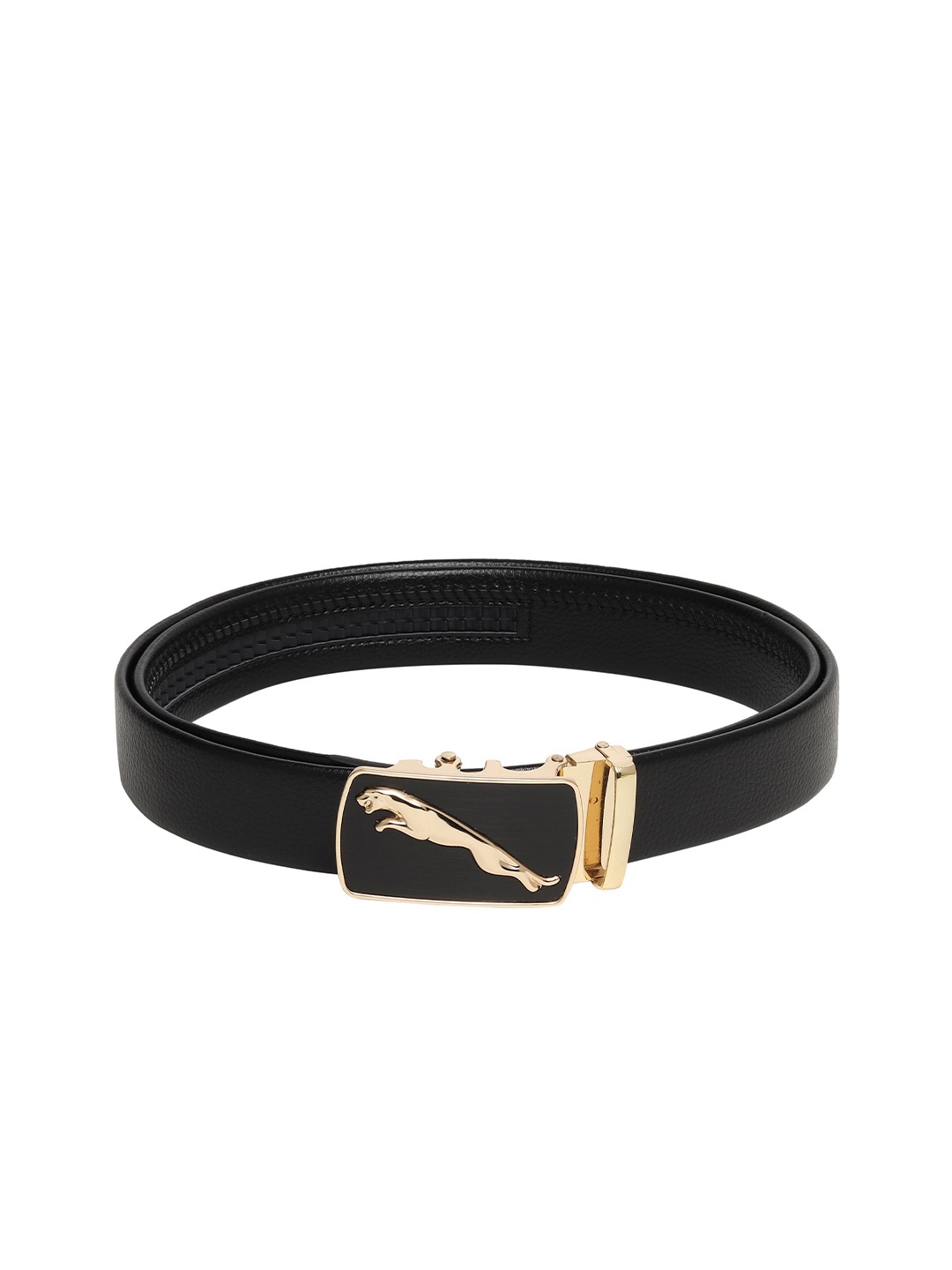 

WINSOME DEAL Men Textured Slider Buckle Closure Formal Belt, Black
