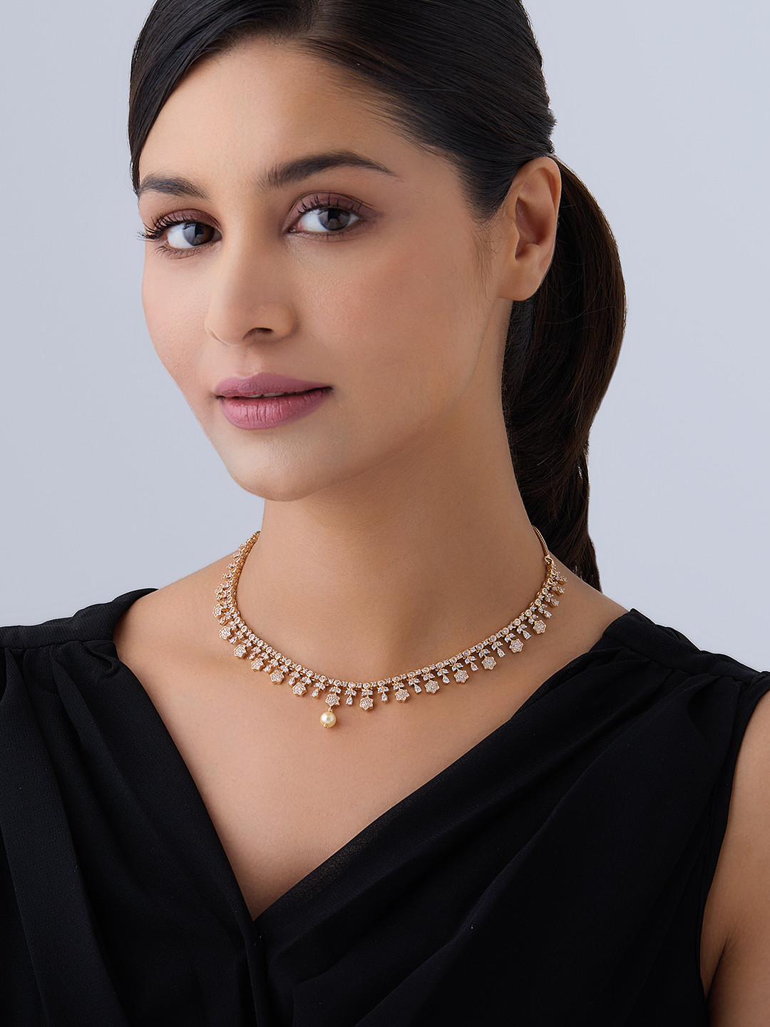 

Kushal's Fashion Jewellery Gold-Plated Zircon-Studded Necklace
