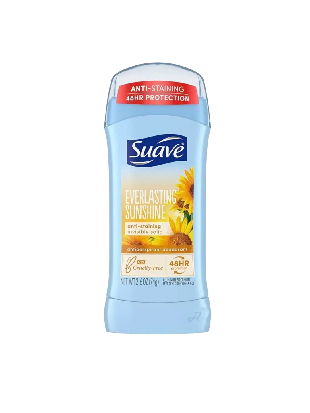 

SUAVE Everlasting Sunshine Invisible Antiperspirant Deodorant Stick- 74 g, Blue