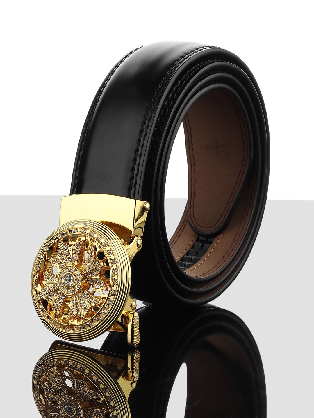 

WINSOME DEAL Men Solid Slider Buckle Closure Casual Belt, Black