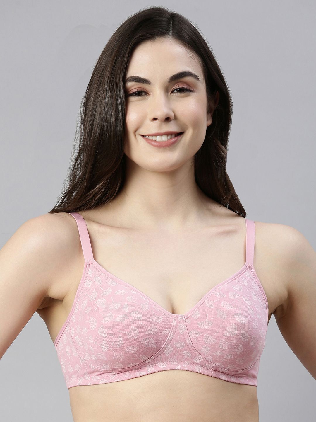 

Enamor Non Padded Wirefree High Coverage Stretch Cotton Everyday Bra A042, Pink