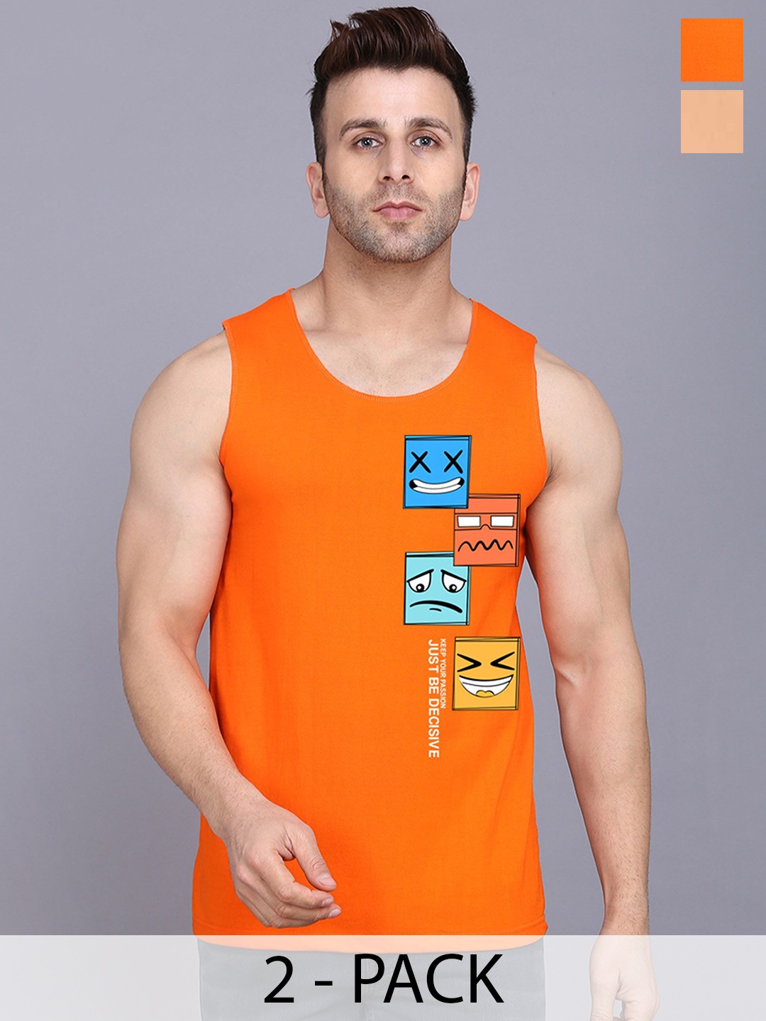 

SLOWLORIS Pack Of 2 Printed Gym Vests, Rust