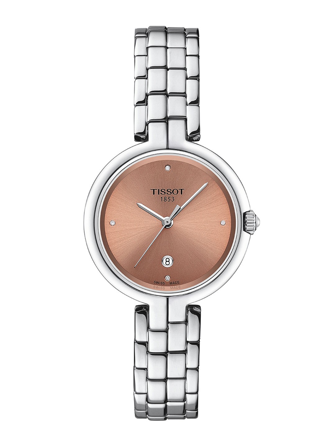 

TISSOT Women Embellished Dial & Stainless Steel Bracelet Style Straps Analogue Watch T0942101133600, Pink