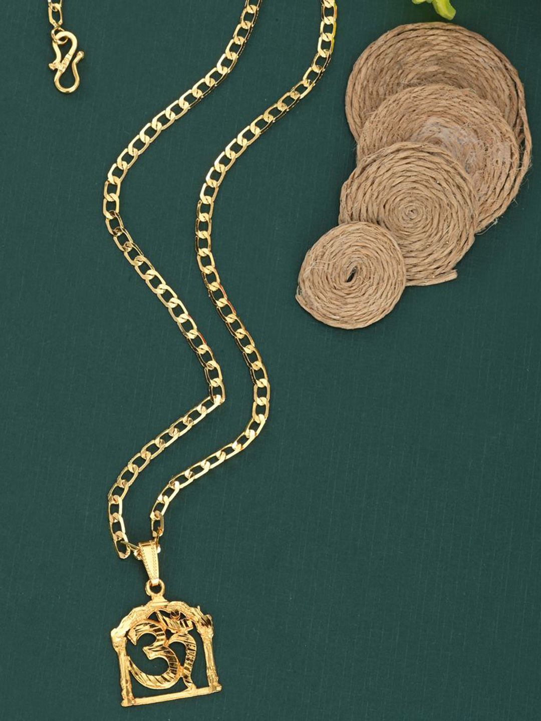 

AanyaCentric Gold-Plated Quirky Brass Pendant & Chain