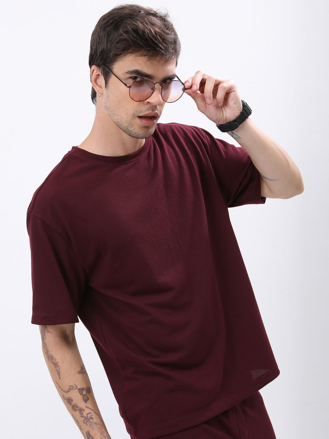 

HIGHLANDER Men Applique T-shirt, Burgundy