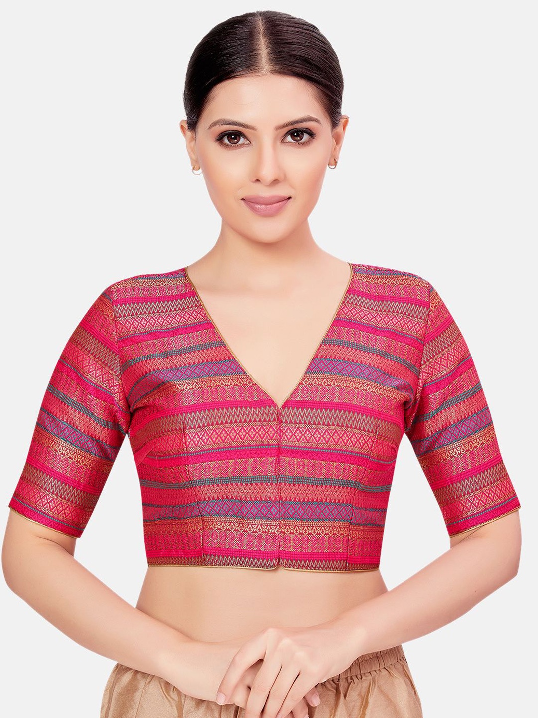 

Studio Shringaar Woven Design Saree Blouse, Pink