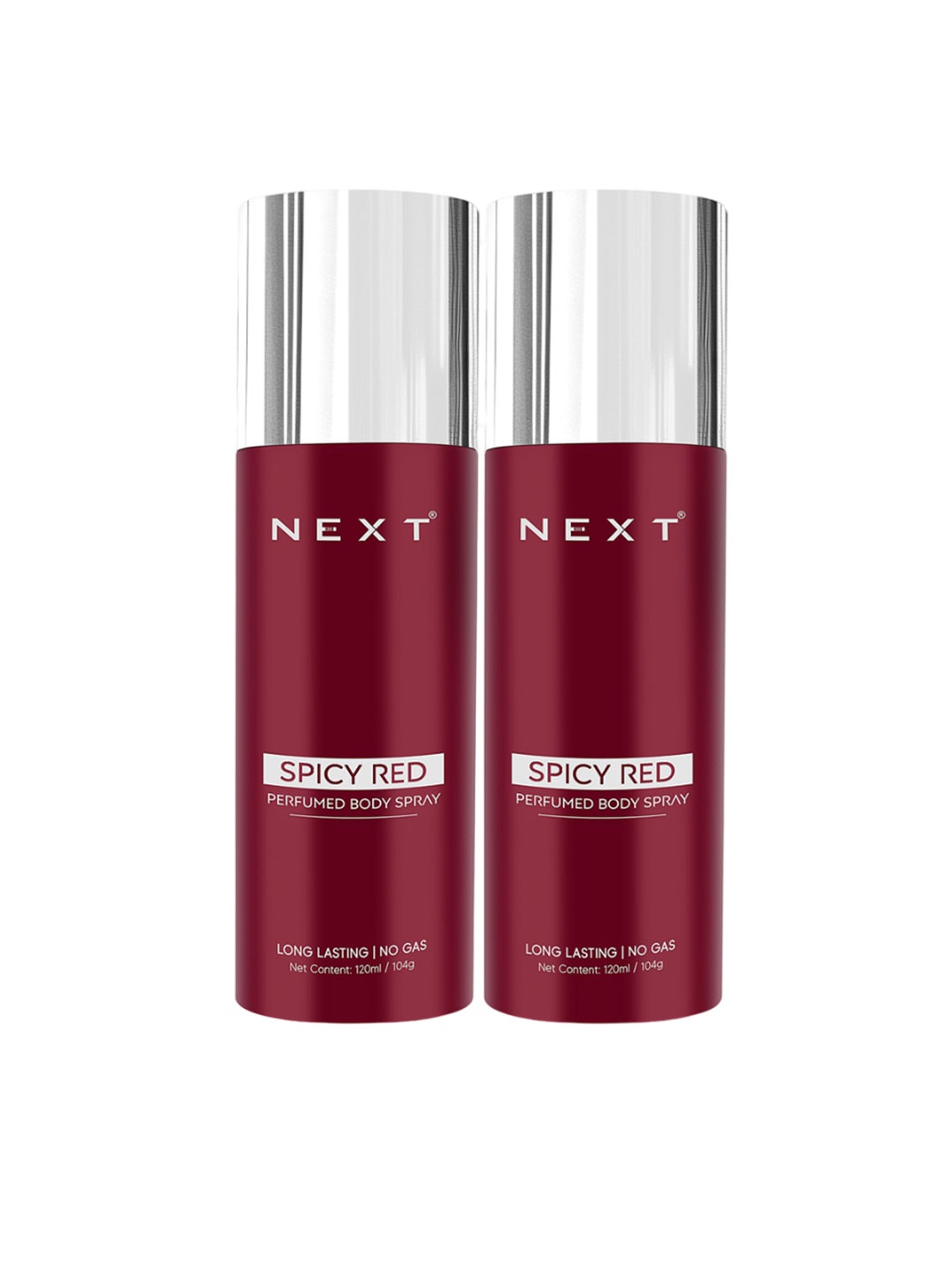 

NEXT CARE Set Of 2 Spicy Red Long Lasting No Gas Perfumed Body Spray - 120ml Each