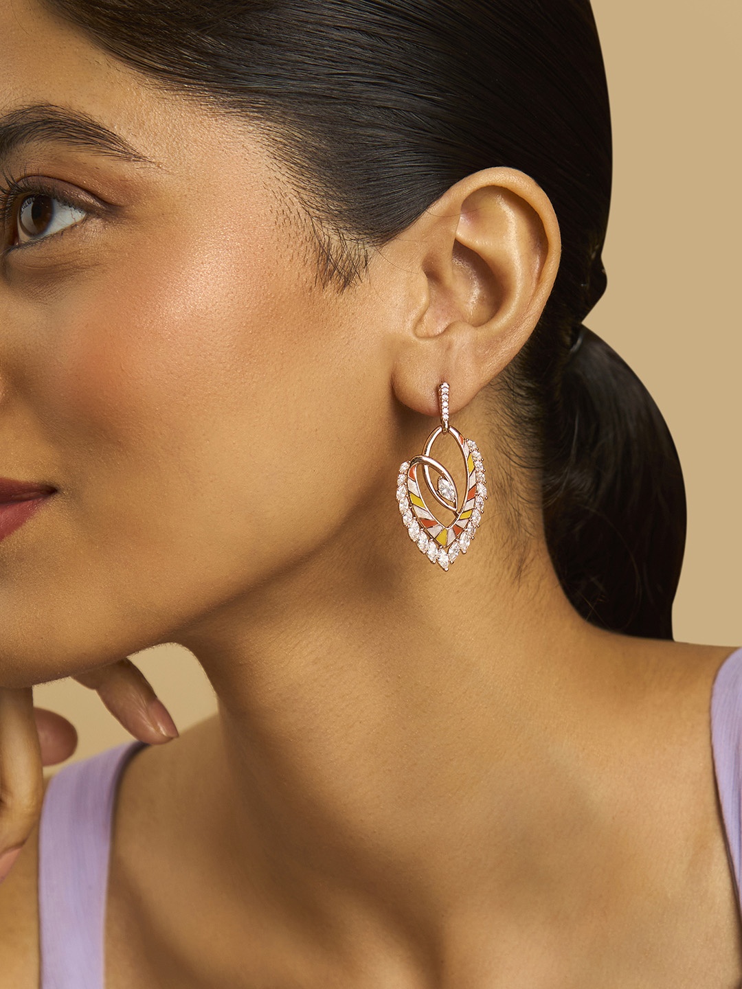

Kushal's Fashion Jewellery Rose Gold Plated Cubic Zirconia Stud Earrings