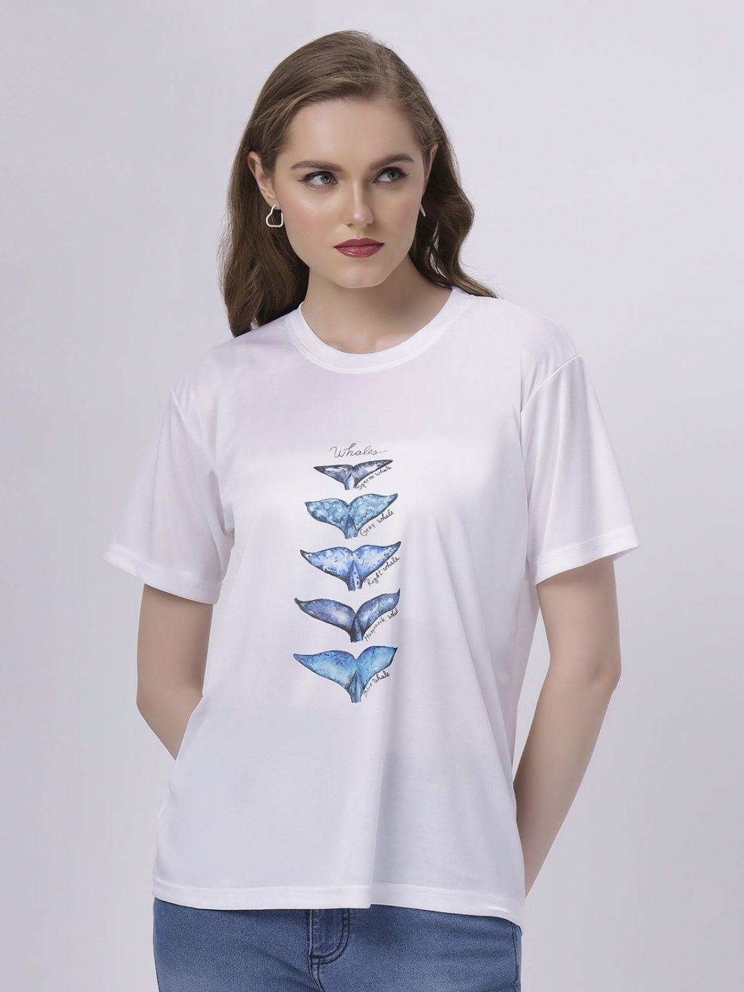 

BABA YAGA Women Printed Pockets T-shirt, White