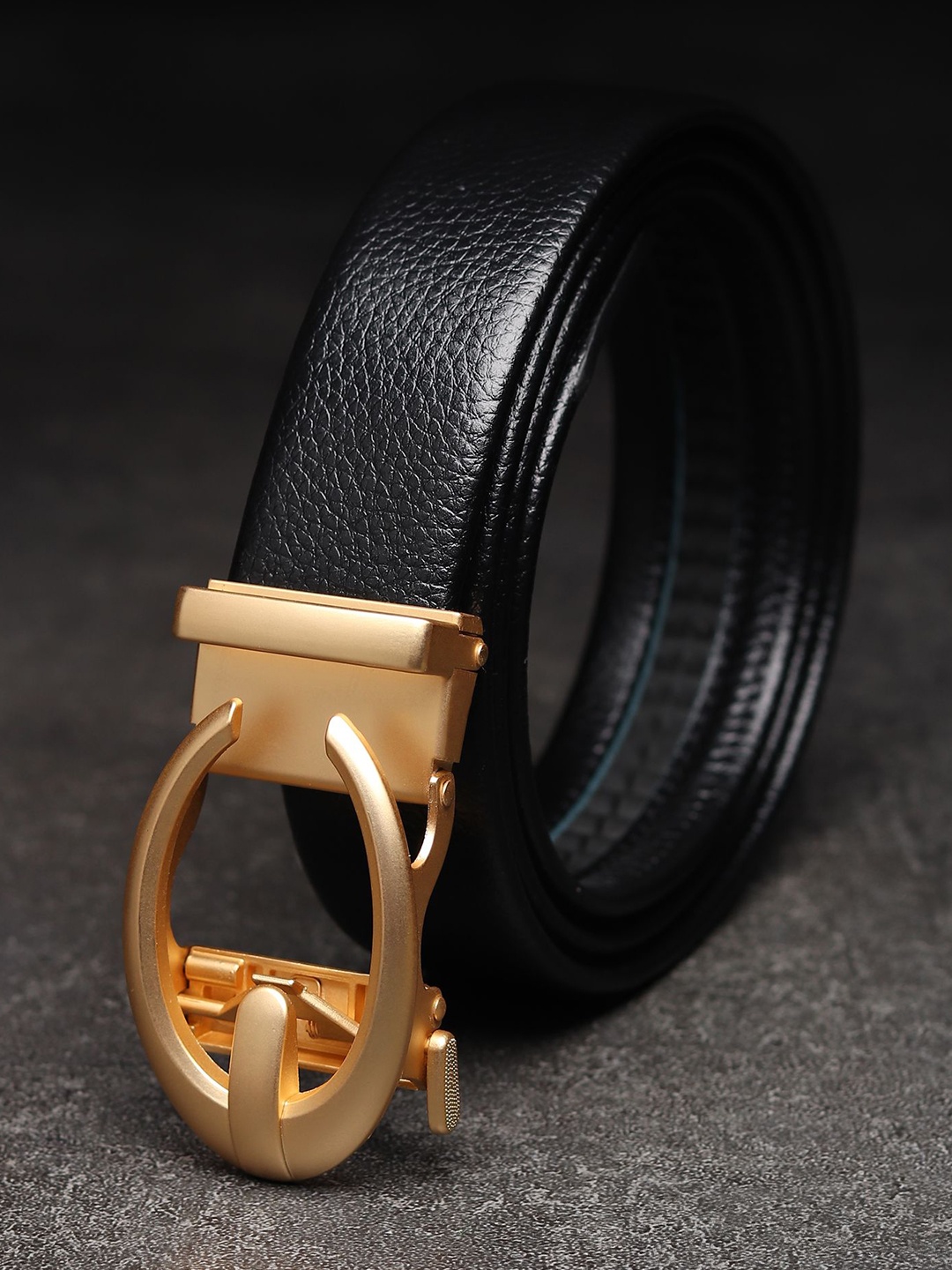 

WINSOME DEAL Men Slider Buckle Closure Textured Casual Belt, Black
