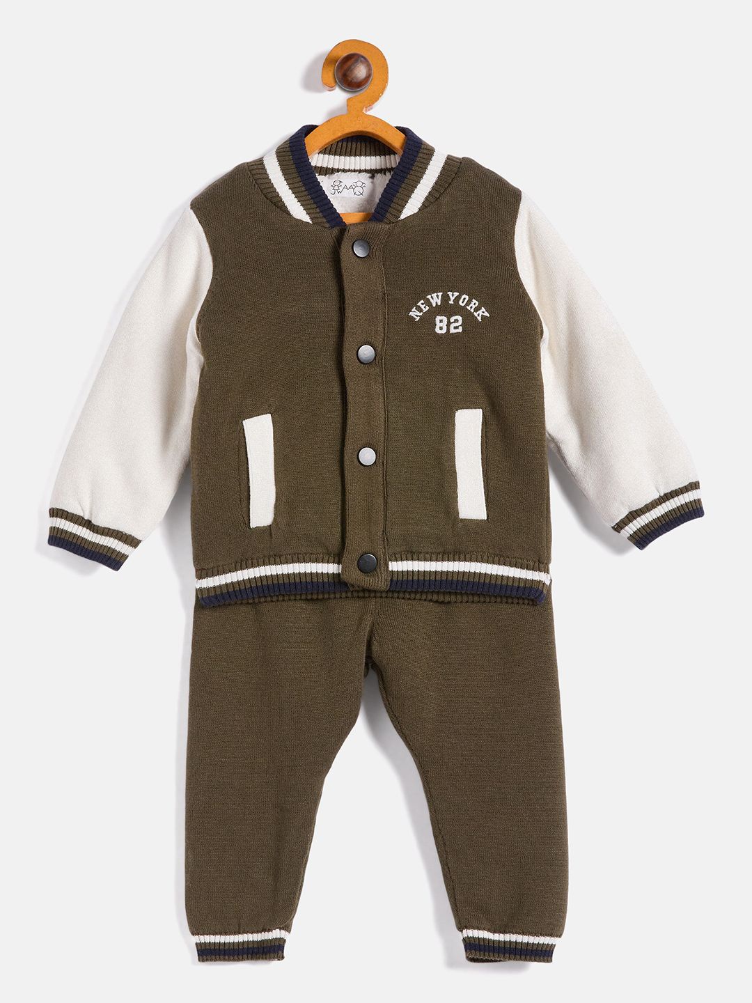 

JWAAQ Boys Colourblocked V-Neck Coat With Joggers, Olive