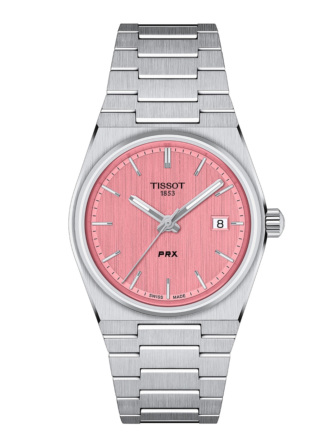 

TISSOT Unisex Patterned Dial & Stainless Steel Bracelet Style Straps Analogue Watch T1372101133100, Pink