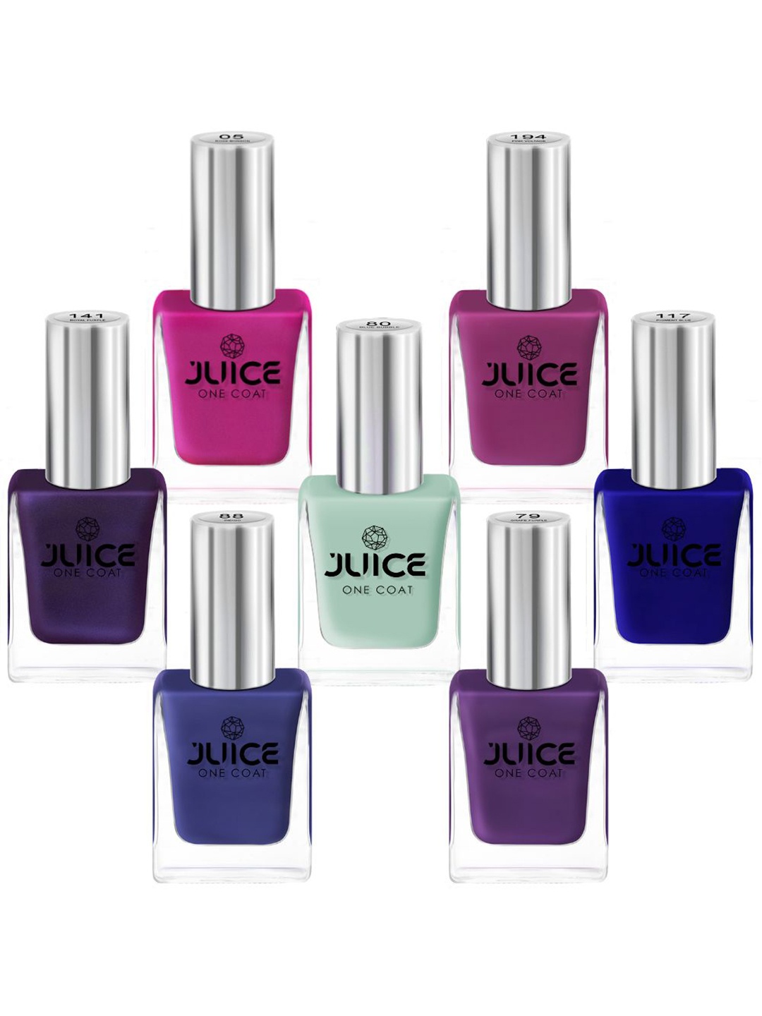 

JUICE Set Of 7 One Coat Long-Lasting Nail Polish - 11ml Each, Multi