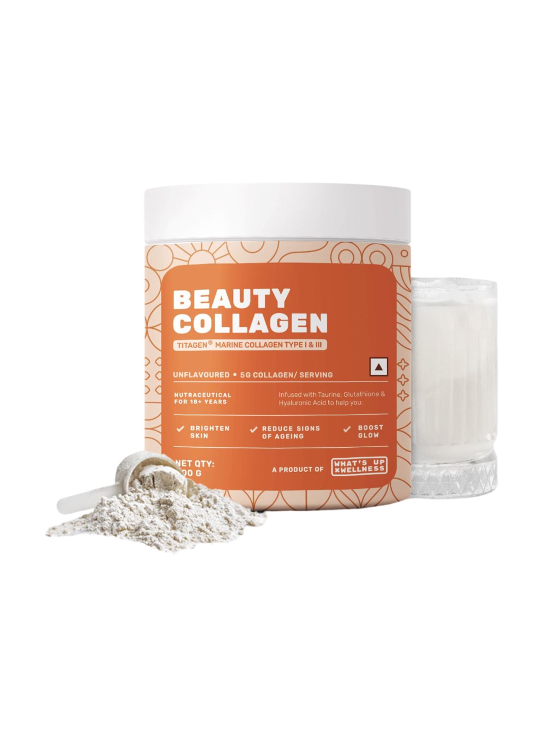 

What's Up Wellness Beauty Collagen Powder - Unflavoured - 200g, Beige