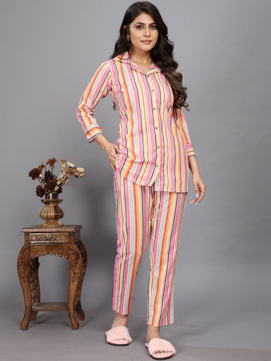 

TIKODI Striped Nightsuits, Pink