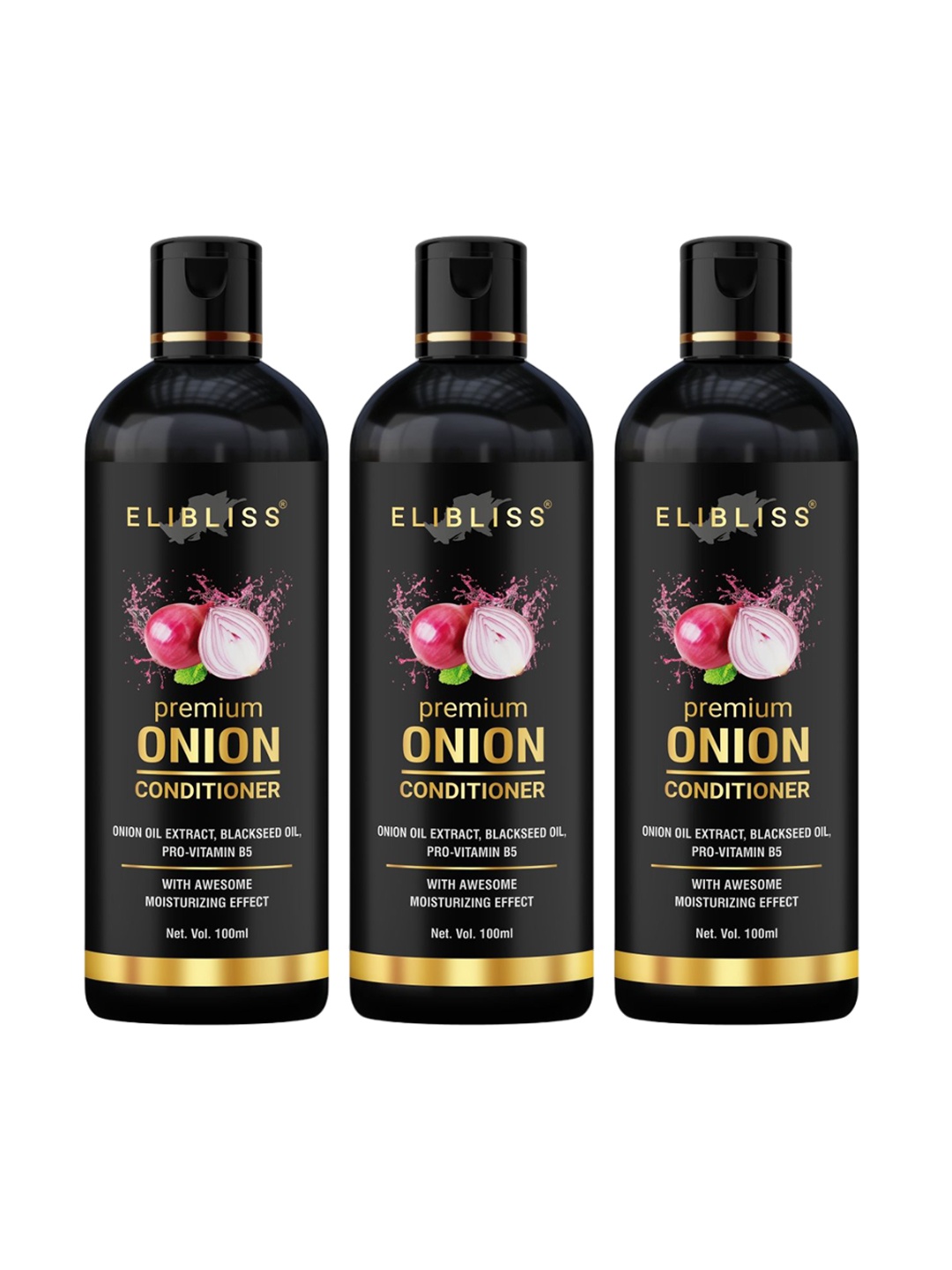 

ELIBLISS Set Of 3 Moisturizing Premium Onion Conditioner 100 ml Each, Brown