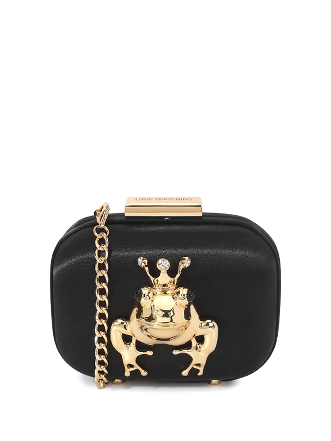 

LOVE MOSCHINO Embellished PU Structured Sling Bag, Black