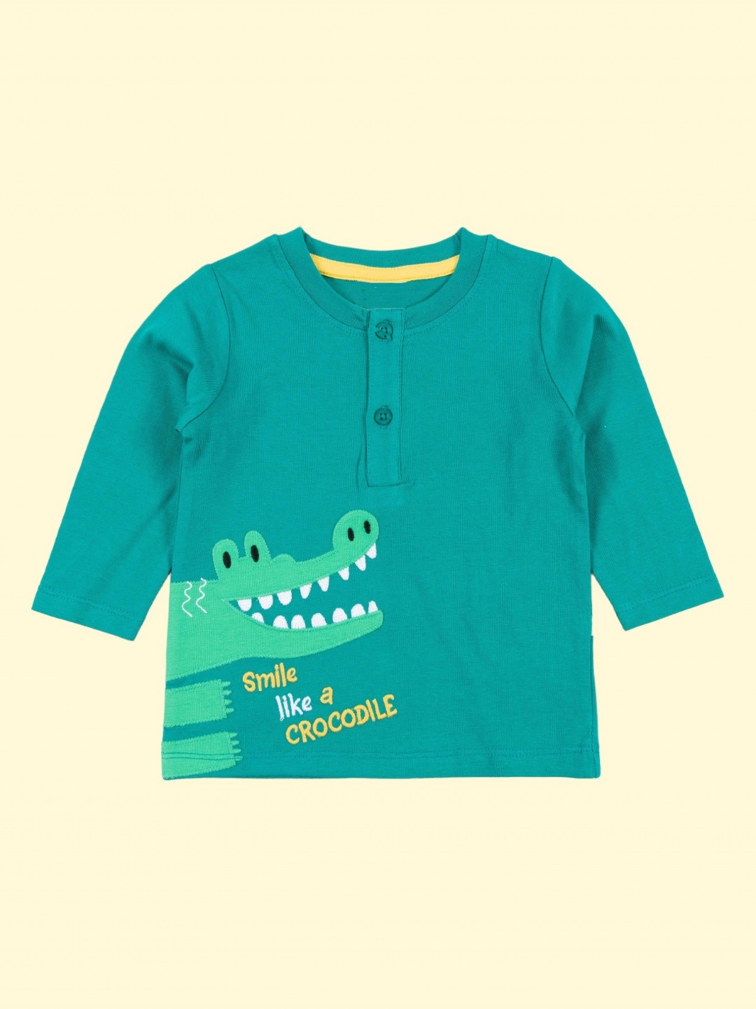 

BAESD Boys Striped Henley Neck Applique T-shirt, Green