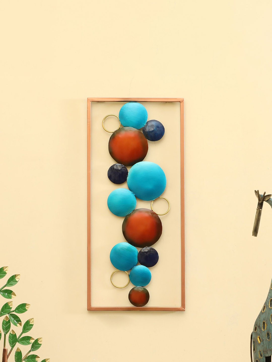 

vedas Blue & Brown Metal Rectangle Wall Decor