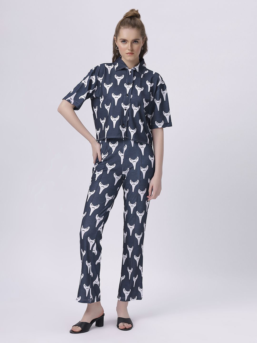 

BABA YAGA Printed Shirt With Trouser, Navy blue