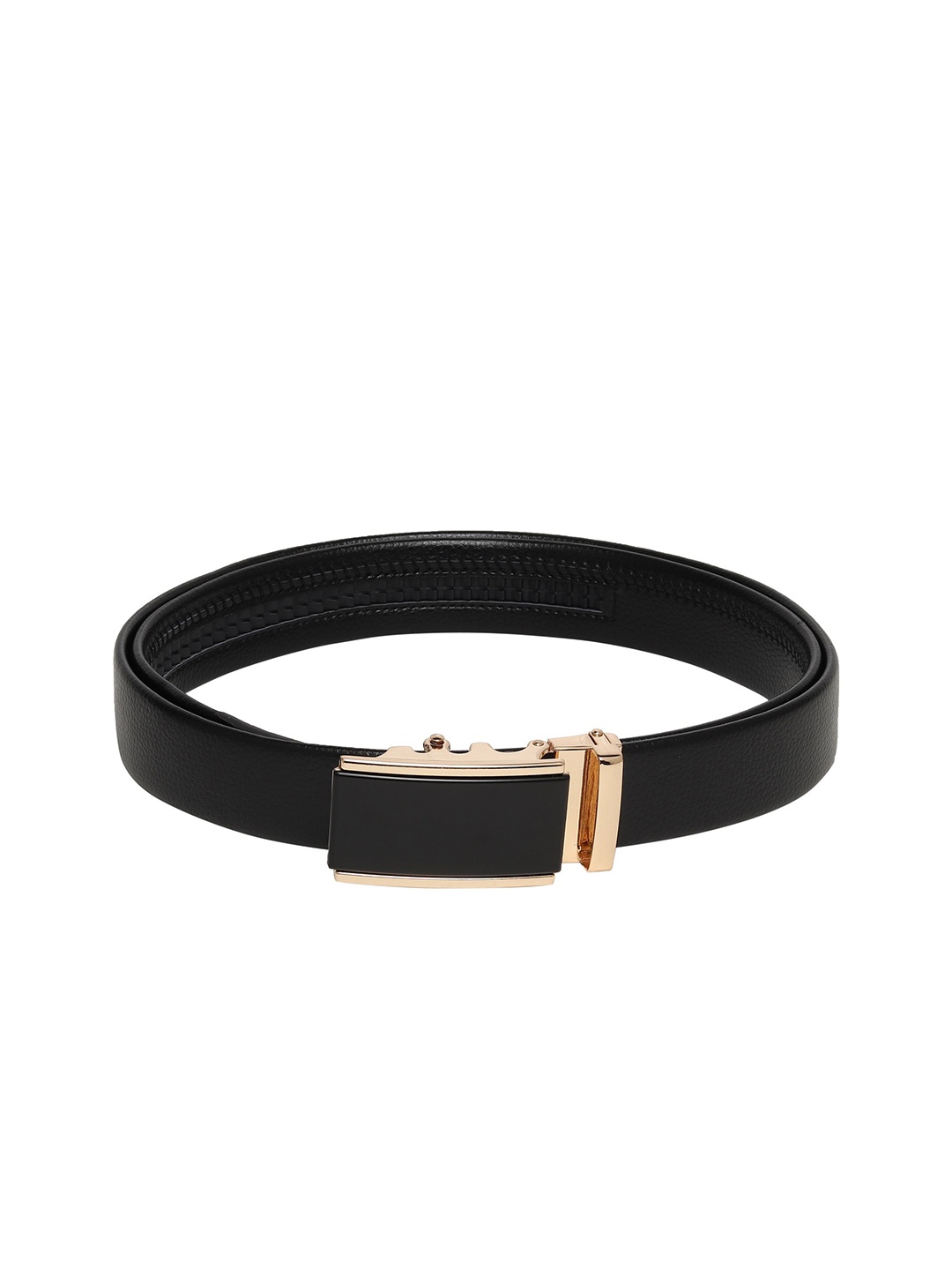 

WINSOME DEAL Men Textured Slider Buckle Closure Formal Belt, Black