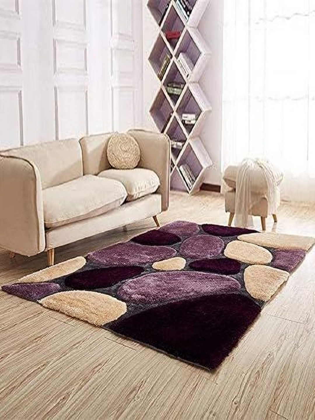 

Banchmark Home Furnishings Purple Geometric Handmade Polyester Carpet
