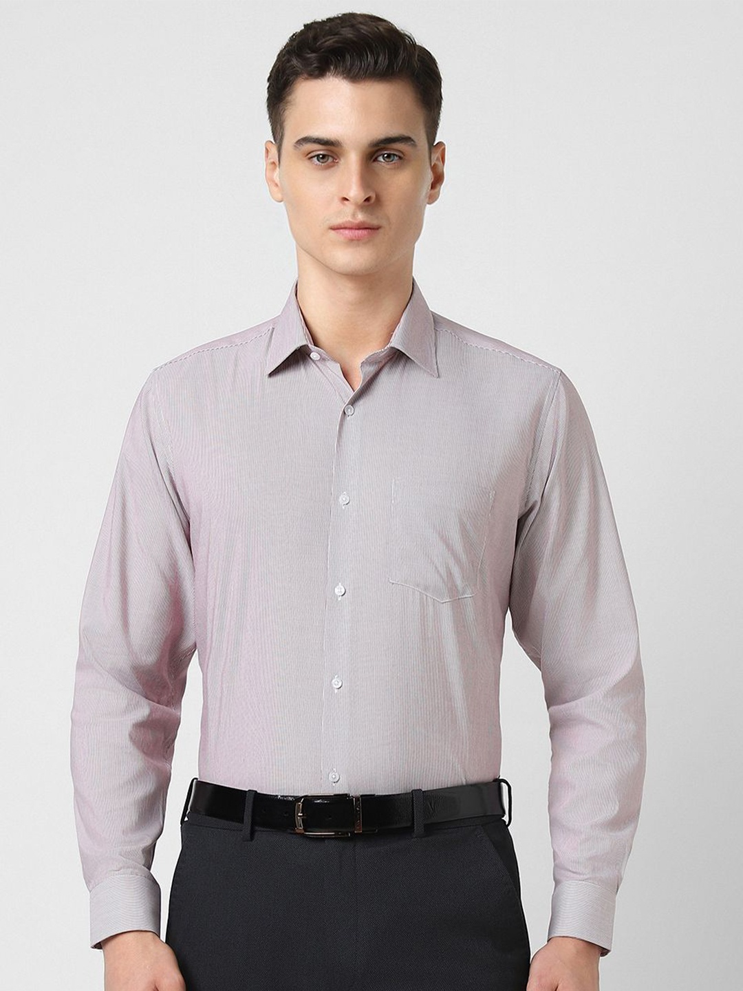 

Van Heusen Men Spread Collar Striped Cotton Formal Shirt, Lavender