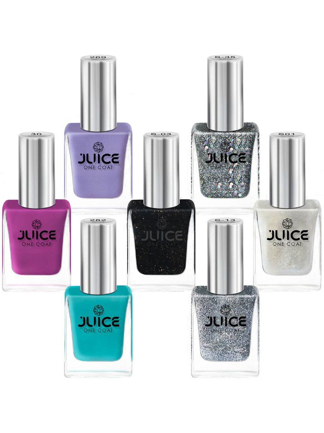 

JUICE Set Of 7 One Coat Long-Lasting Nail Polish - 11ml Each, Multi