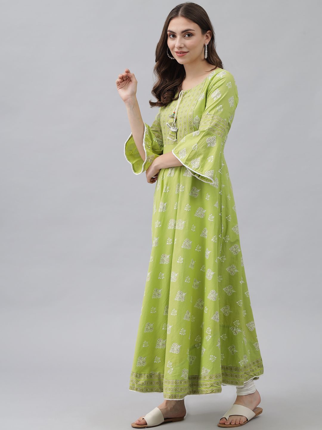 

Anouk Women Ethnic Motifs Print Maxi Dress, Green